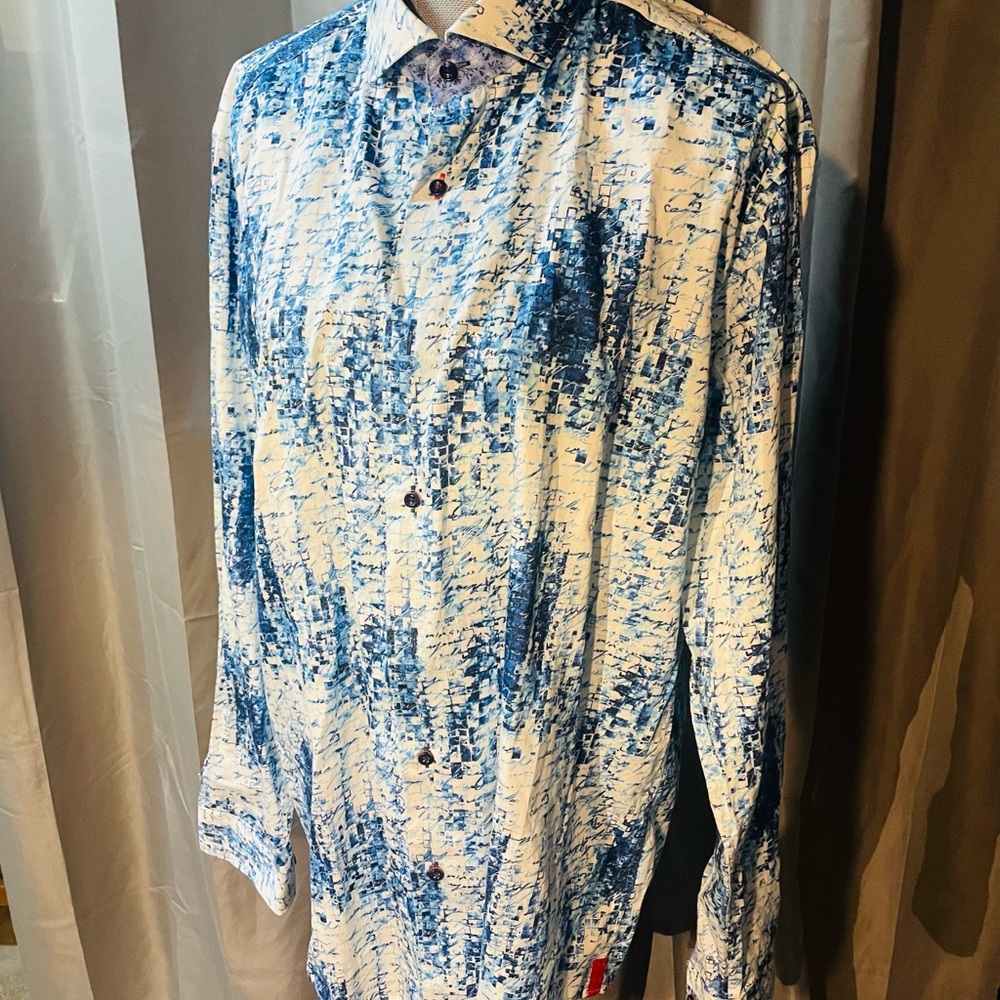 Blue and White Men's Shirt